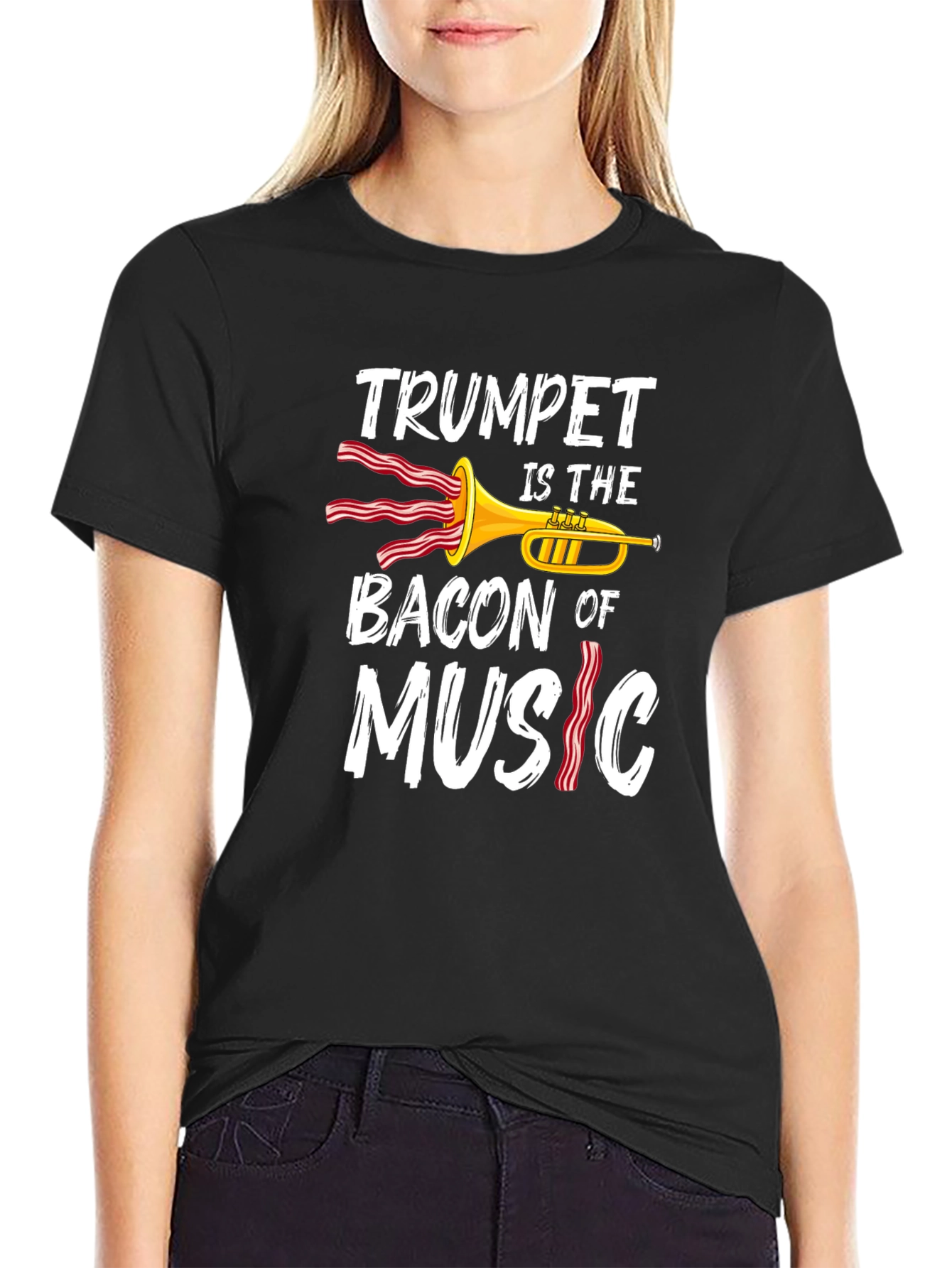 Trumpet Bacon Music Graphic Tee