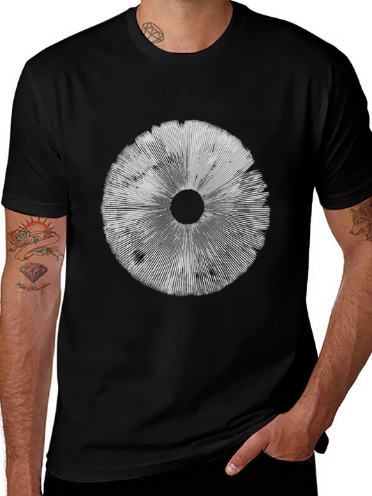 Abstract Radial Pattern Black Tee