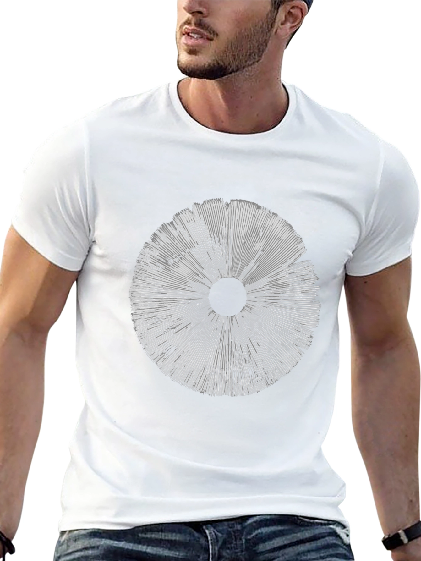 Abstract Radial Pattern Black Tee