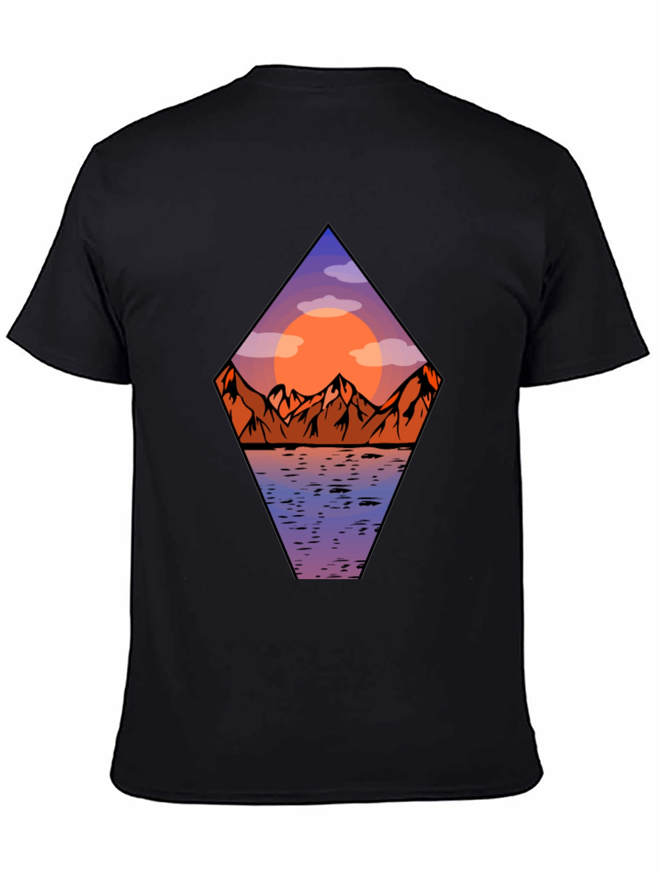 Mountain Sunset Graphic Tee - Mens Black T-Shirt