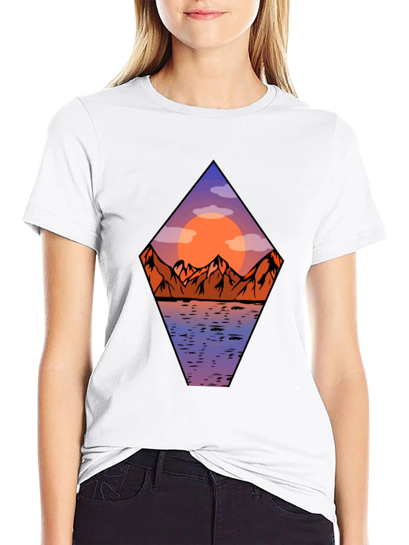 Mountain Sunset Graphic Tee - Mens Black T-Shirt