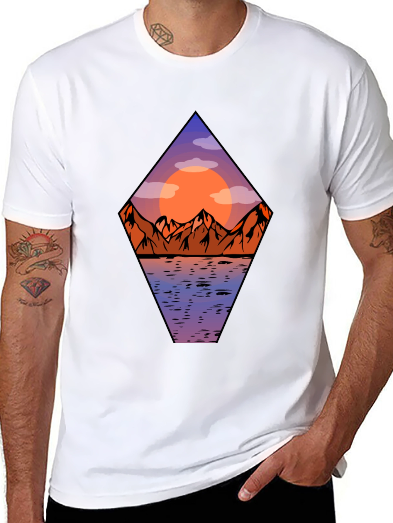 Mountain Sunset Graphic Tee - Mens Black T-Shirt