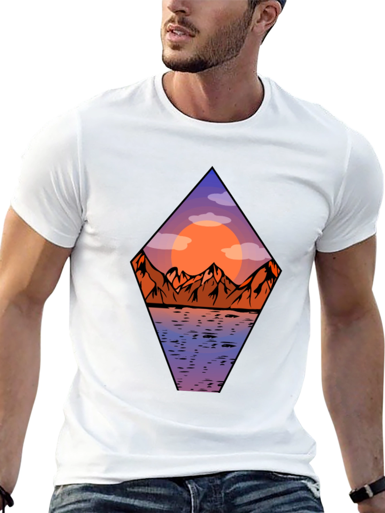 Mountain Sunset Graphic Tee - Mens Black T-Shirt