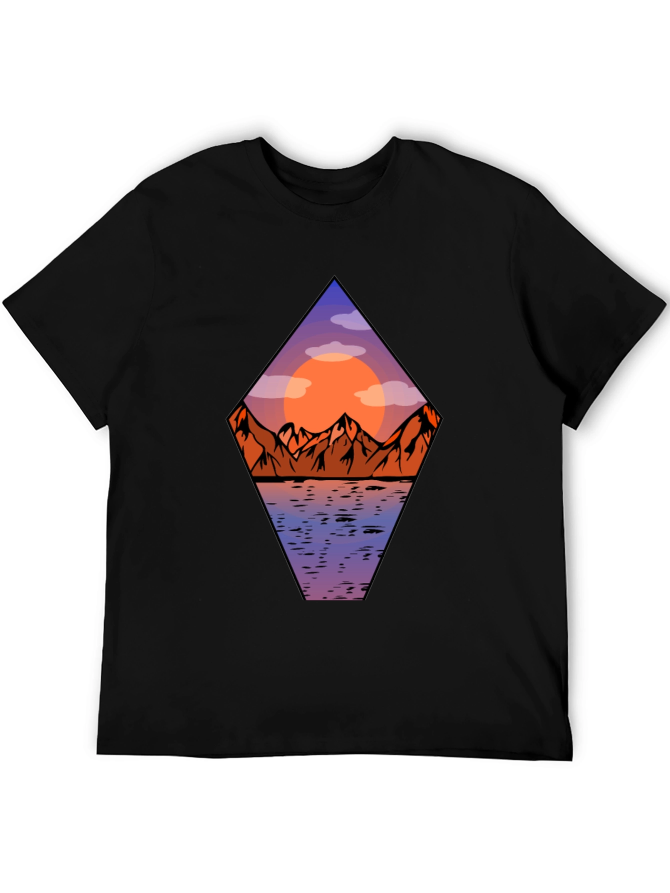 Mountain Sunset Graphic Tee - Mens Black T-Shirt