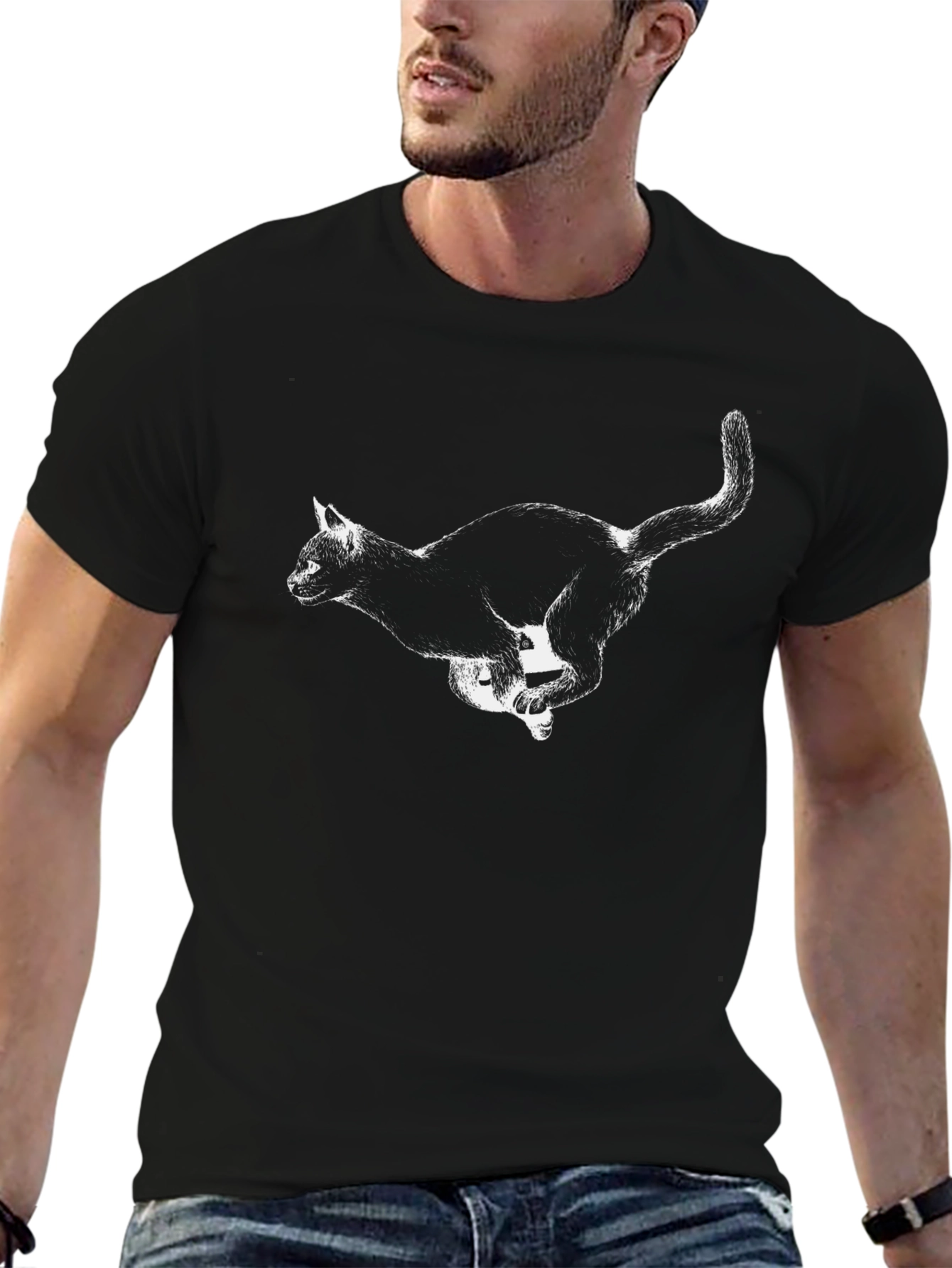 Black Cat Graphic Tee - Mens Short Sleeve