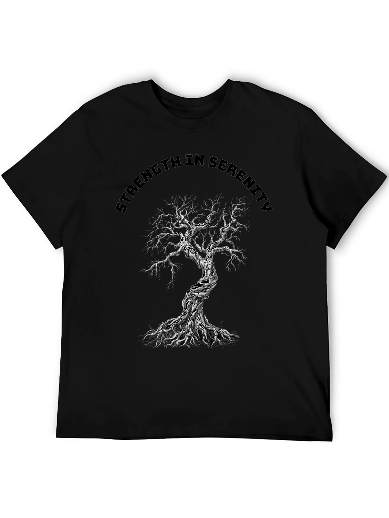 Strength in Serenity Tree Graphic Tee - Black