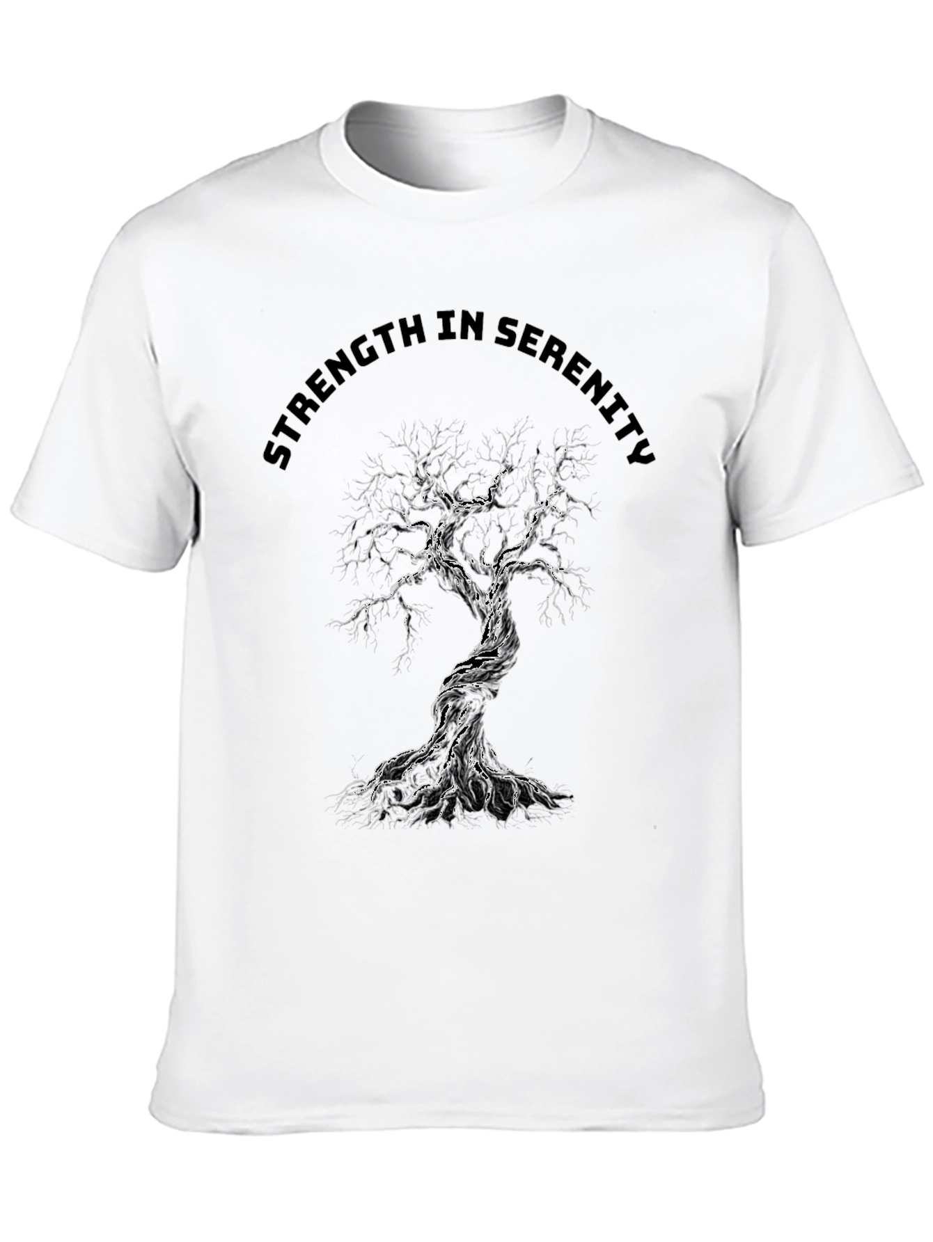 Strength in Serenity Tree Graphic Tee - Black