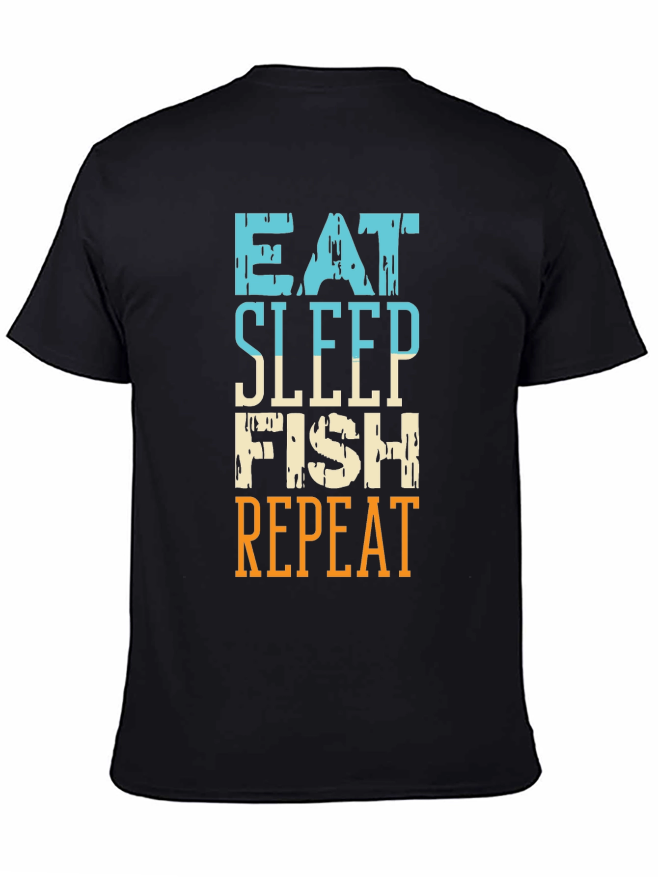 Eat Sleep Fish Repeat Black Graphic Tee