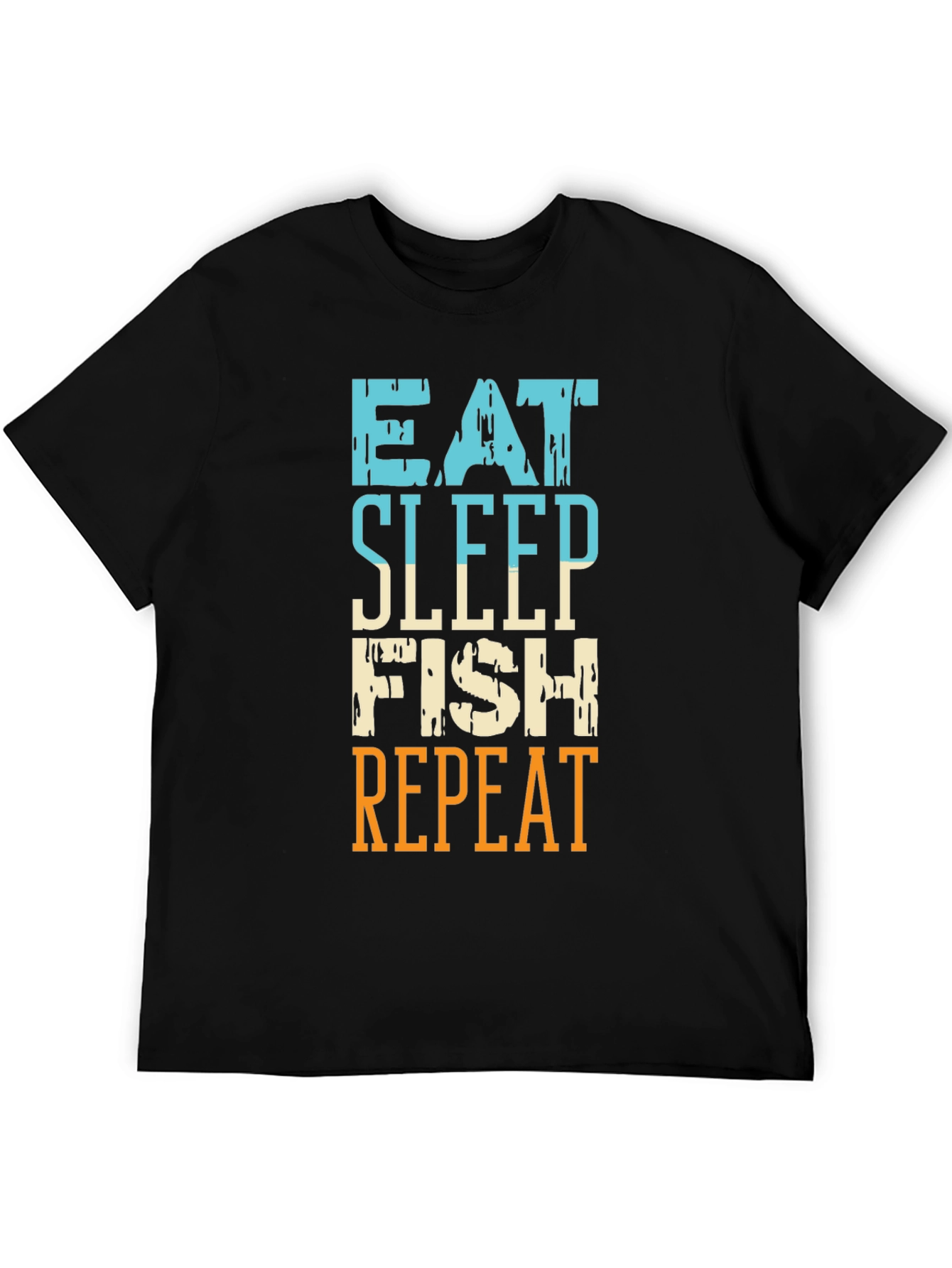 Eat Sleep Fish Repeat Black Graphic Tee
