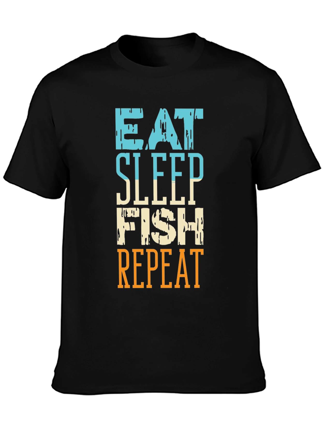 Eat Sleep Fish Repeat Black Graphic Tee