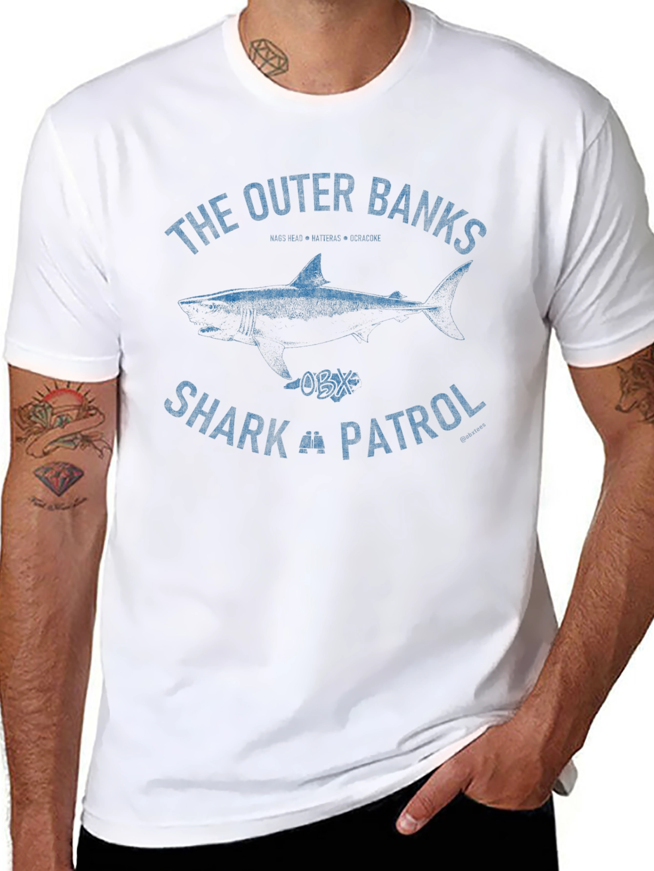 Outer Banks Shark Patrol Graphic Tee - Black