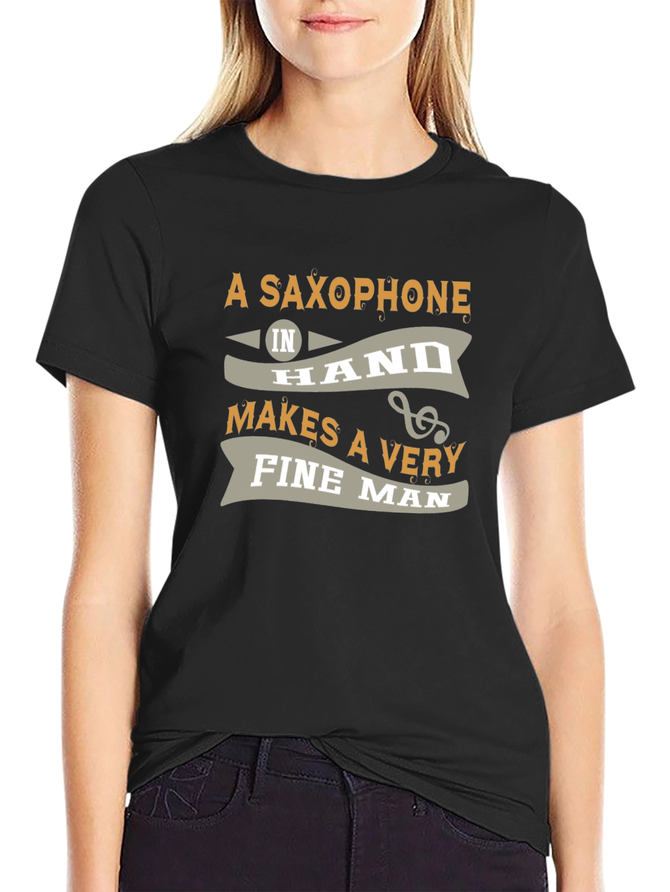 Saxophone Man Black Graphic Tee