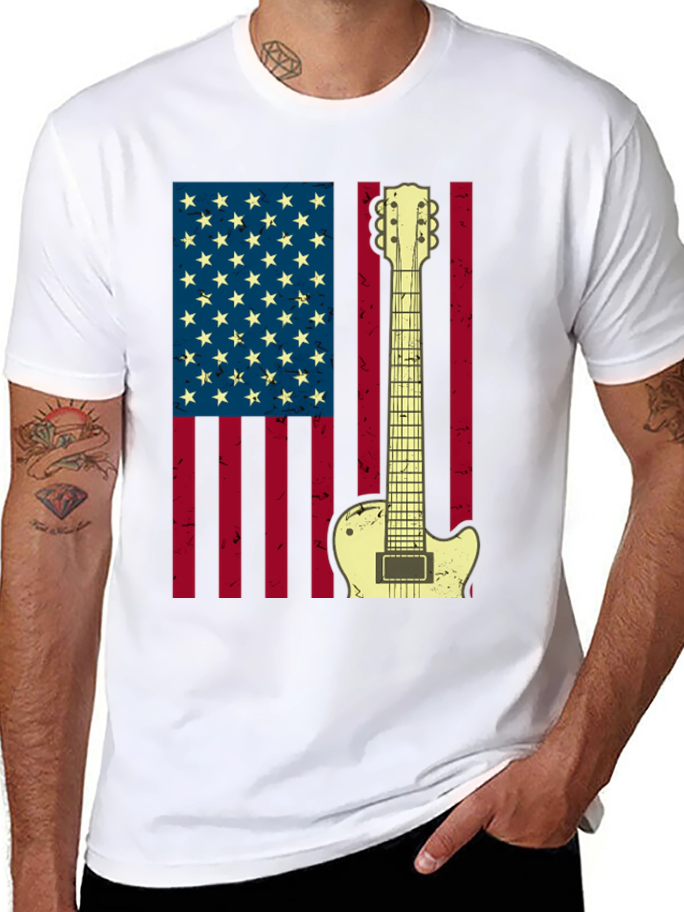 USA Flag Guitar Graphic Tee