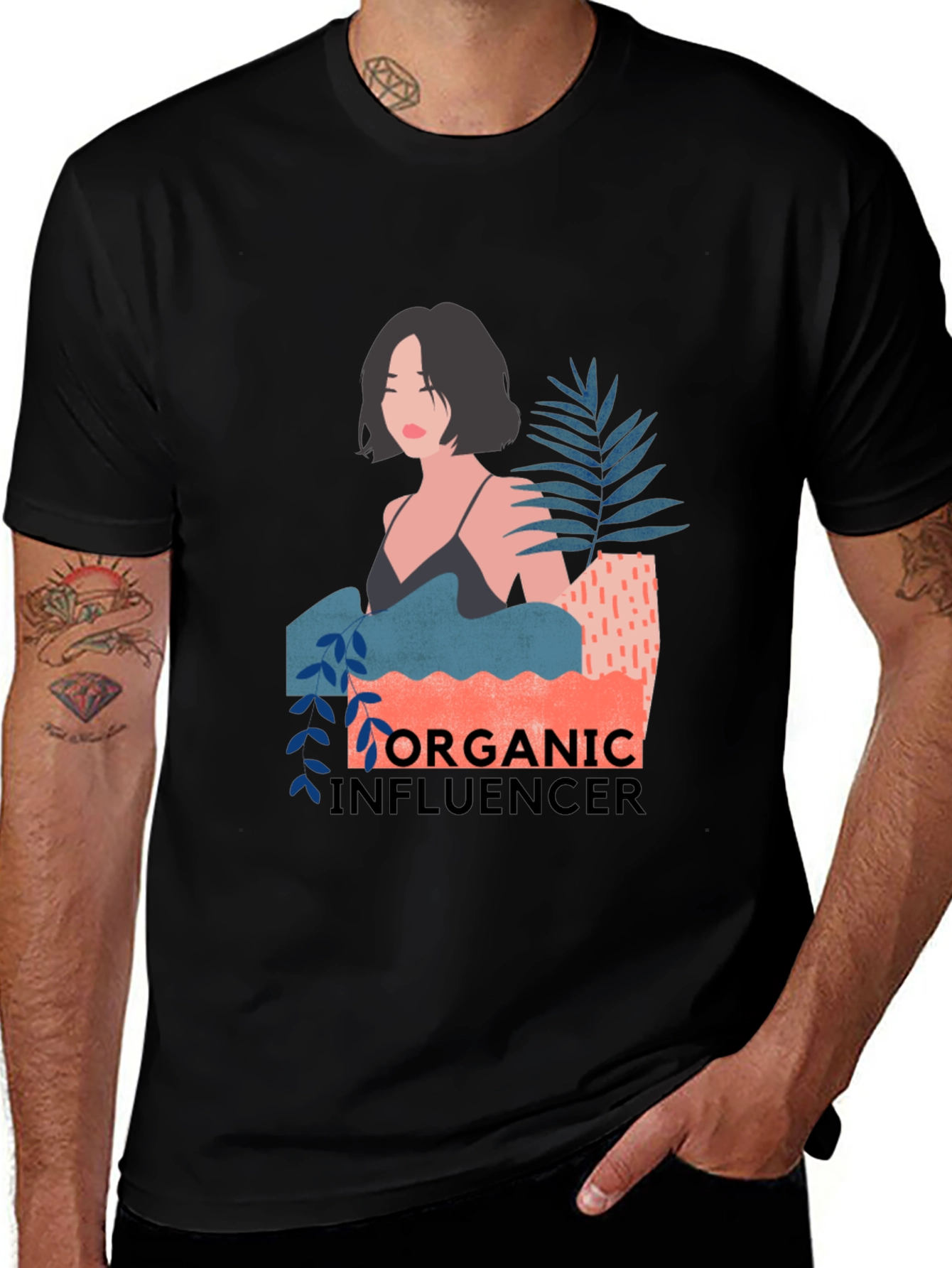 Organic Influencer Graphic Tee - Stylish Black T-Shirt