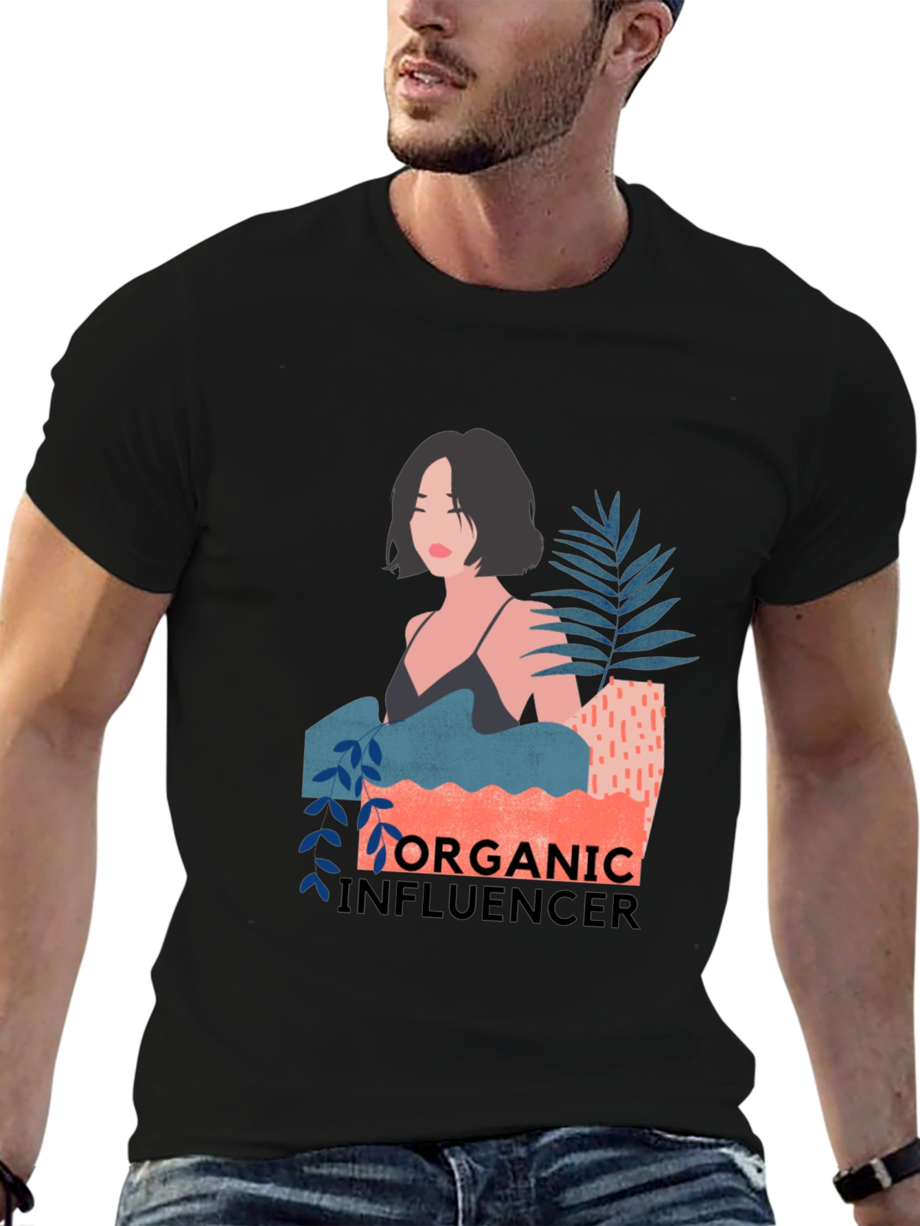 Organic Influencer Graphic Tee - Stylish Black T-Shirt