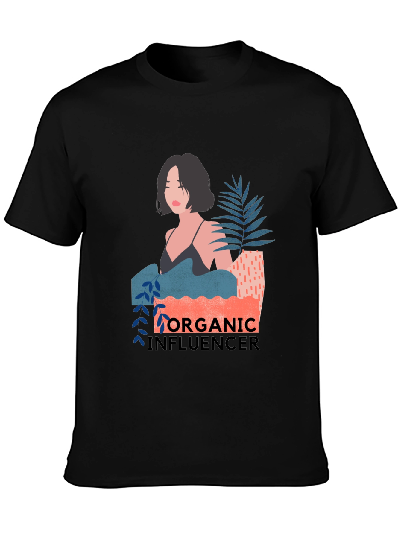 Organic Influencer Graphic Tee - Stylish Black T-Shirt