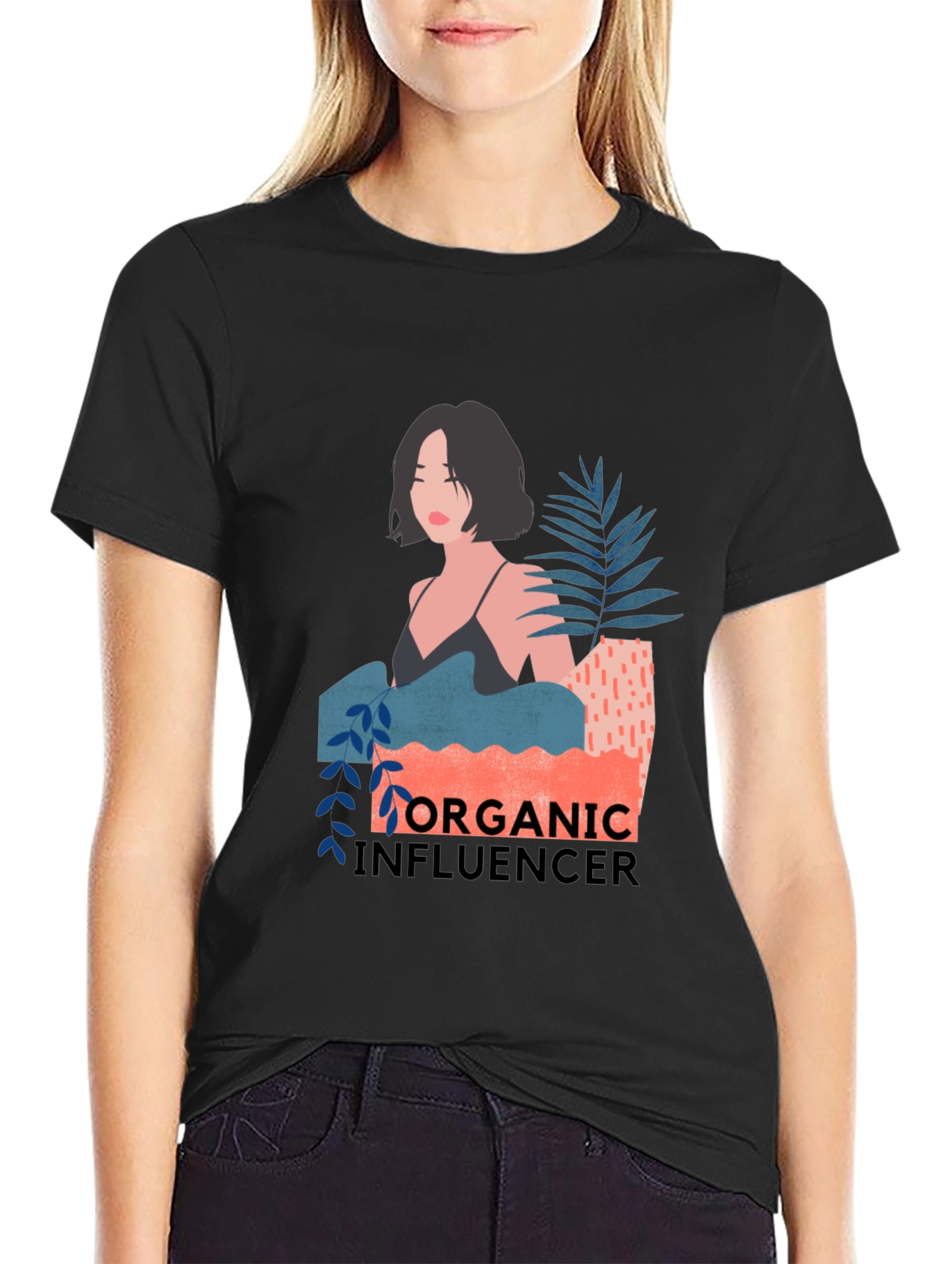 Organic Influencer Graphic Tee - Stylish Black T-Shirt