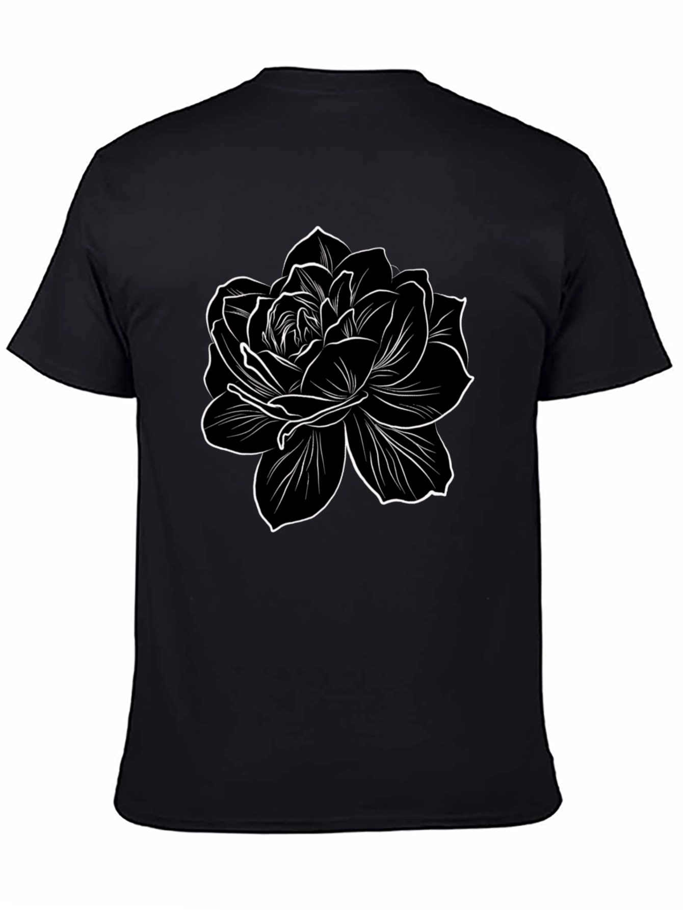Black Floral Graphic Tee - Stylish Mens T-Shirt