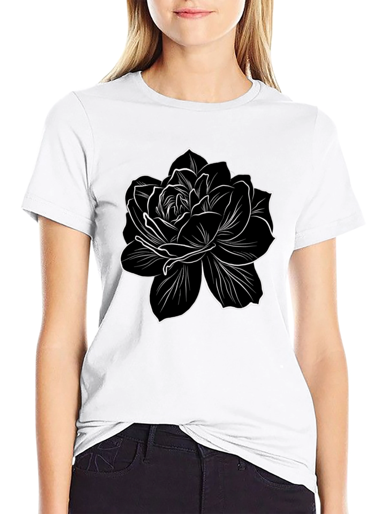 Black Floral Graphic Tee - Stylish Mens T-Shirt