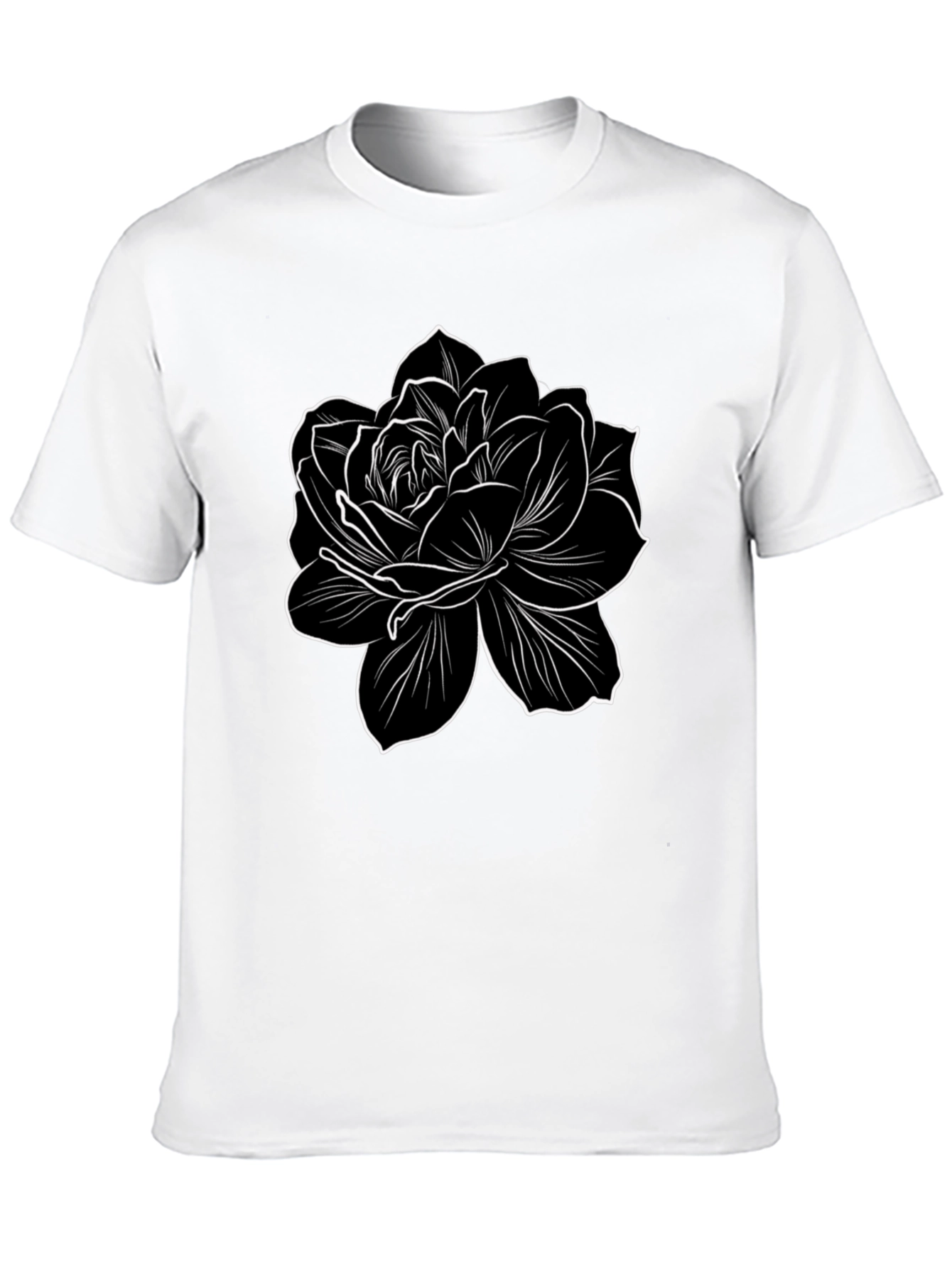 Black Floral Graphic Tee - Stylish Mens T-Shirt