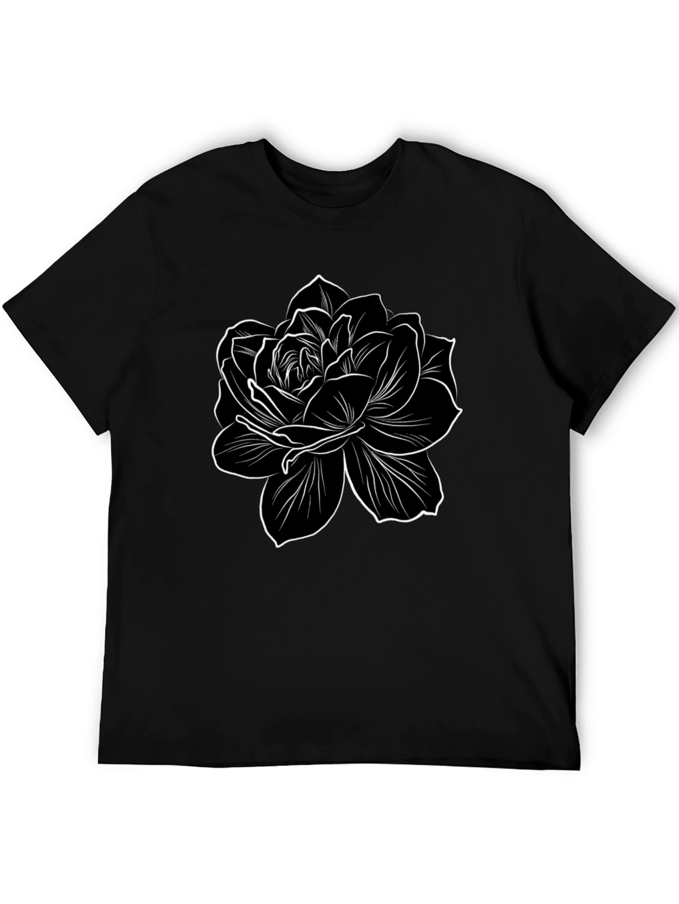 Black Floral Graphic Tee - Stylish Mens T-Shirt