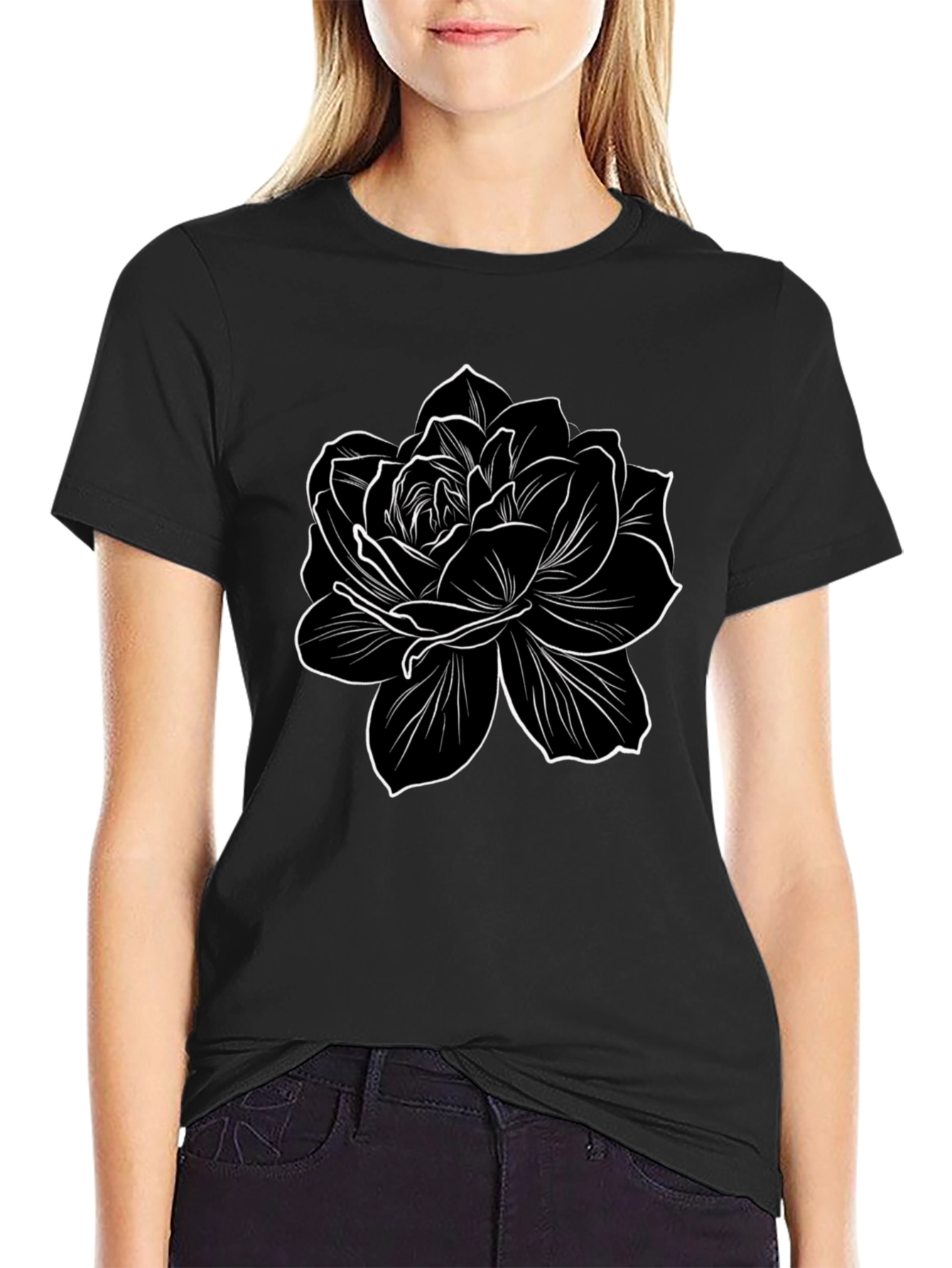 Black Floral Graphic Tee - Stylish Mens T-Shirt