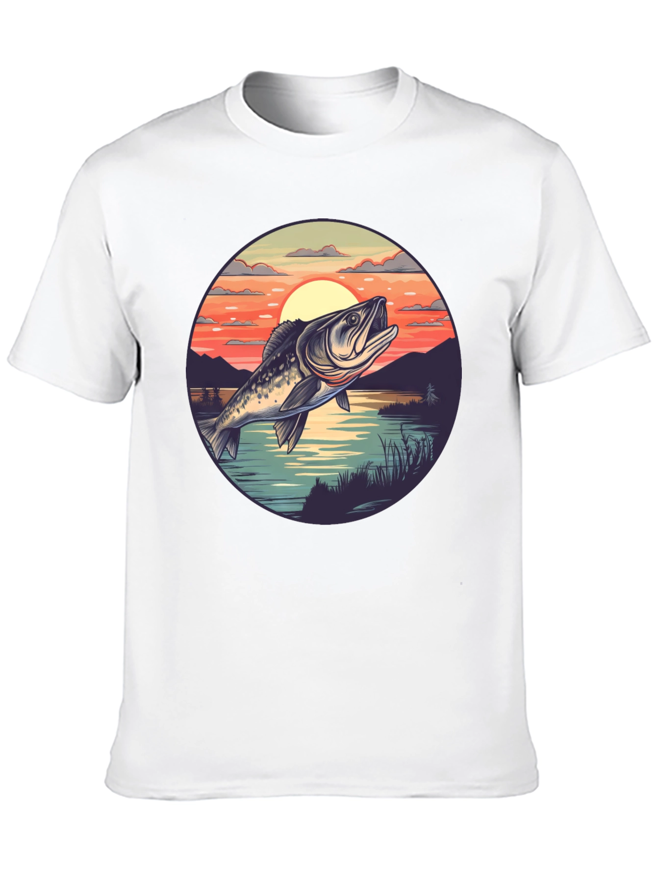 Bass Fishing Sunset Graphic Tee