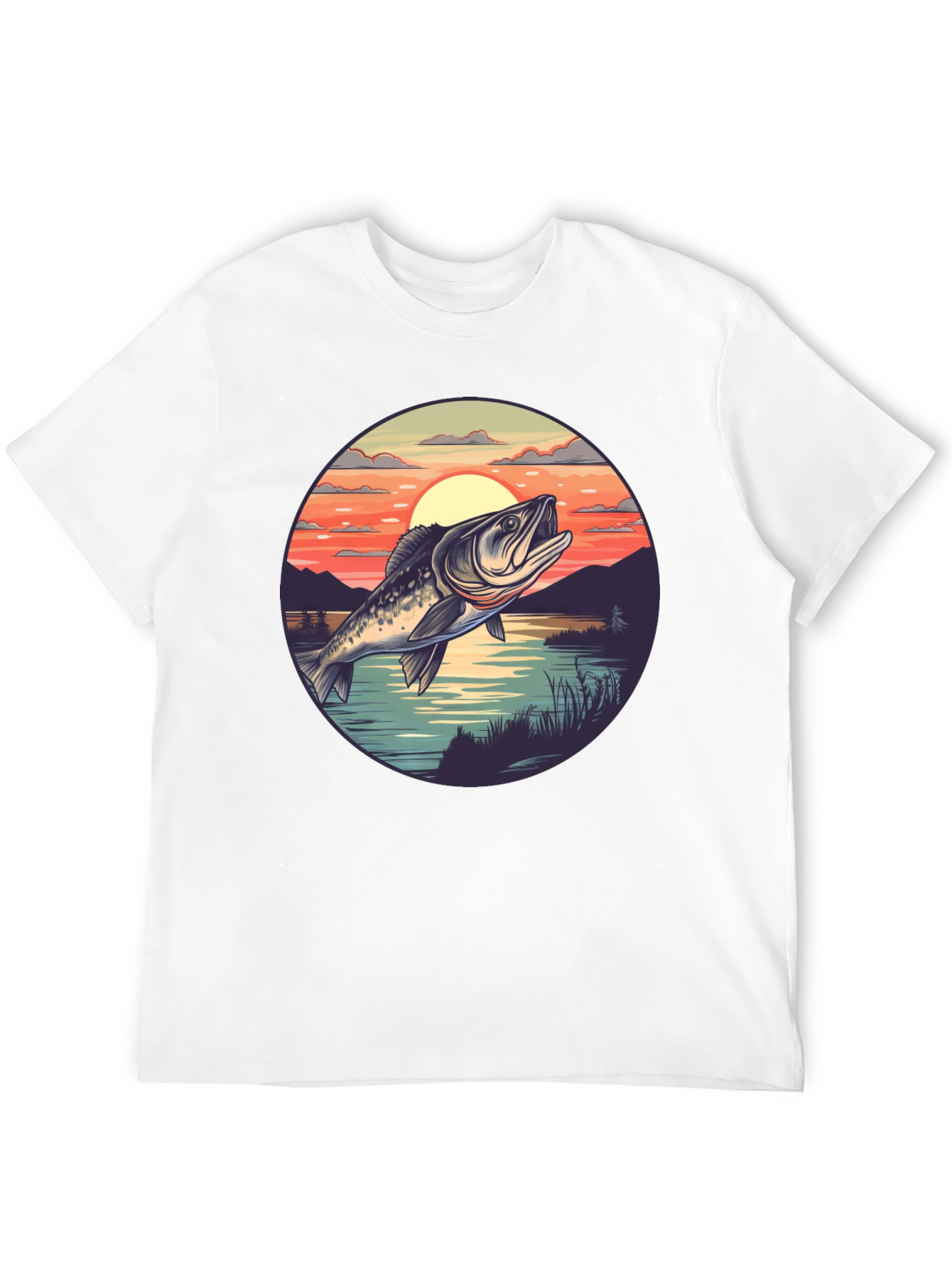 Bass Fishing Sunset Graphic Tee