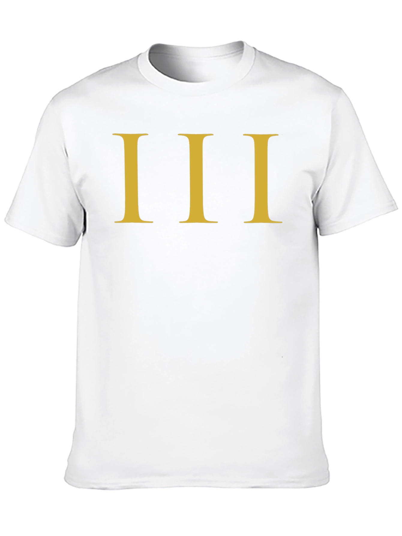 Mens Black T-Shirt with Gold Roman Numeral III Design