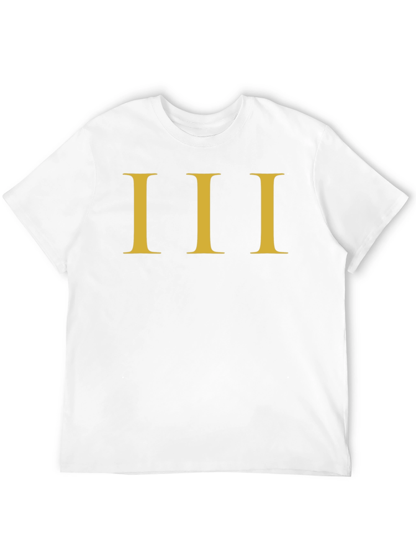 Mens Black T-Shirt with Gold Roman Numeral III Design