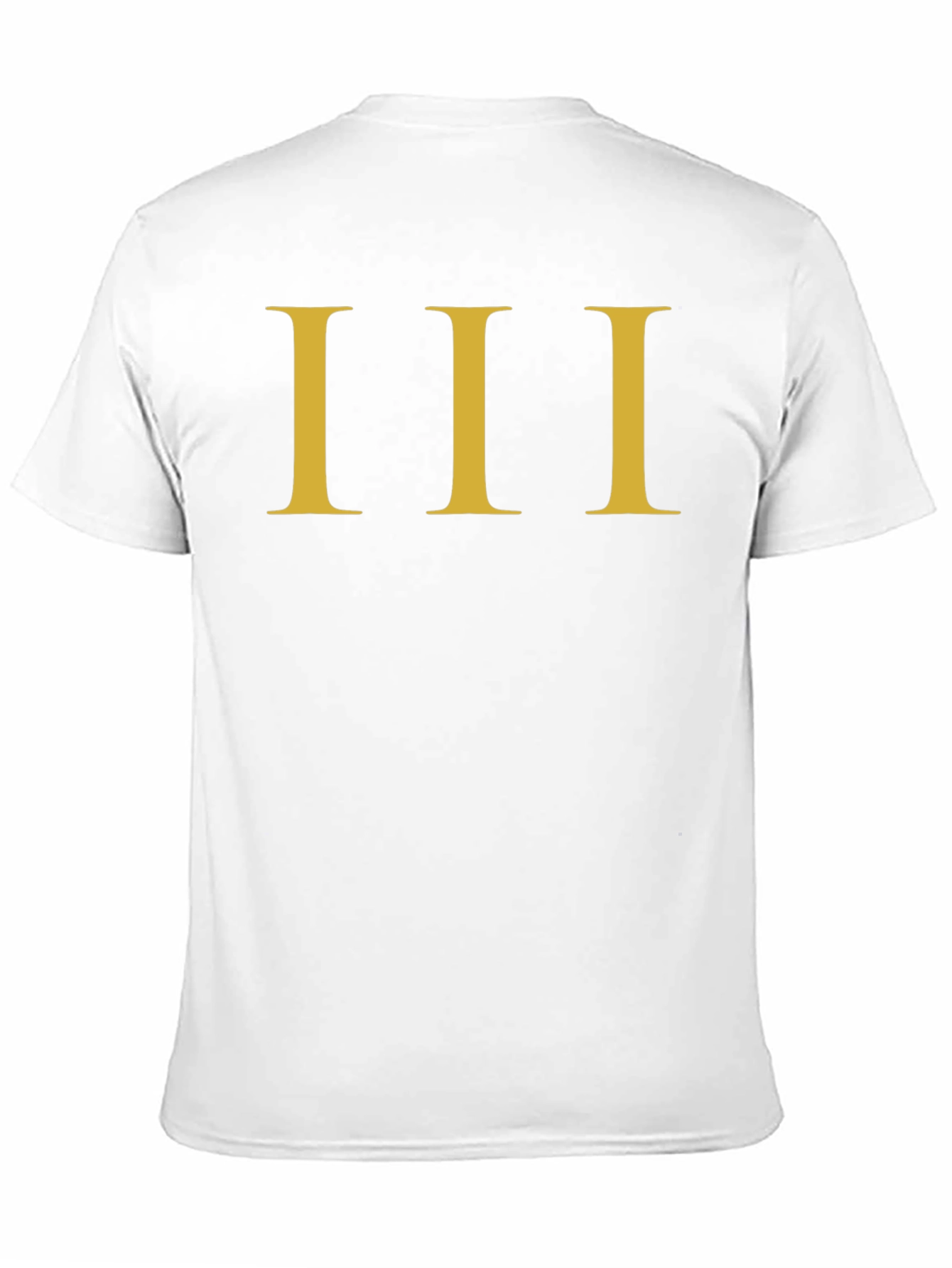 Mens Black T-Shirt with Gold Roman Numeral III Design