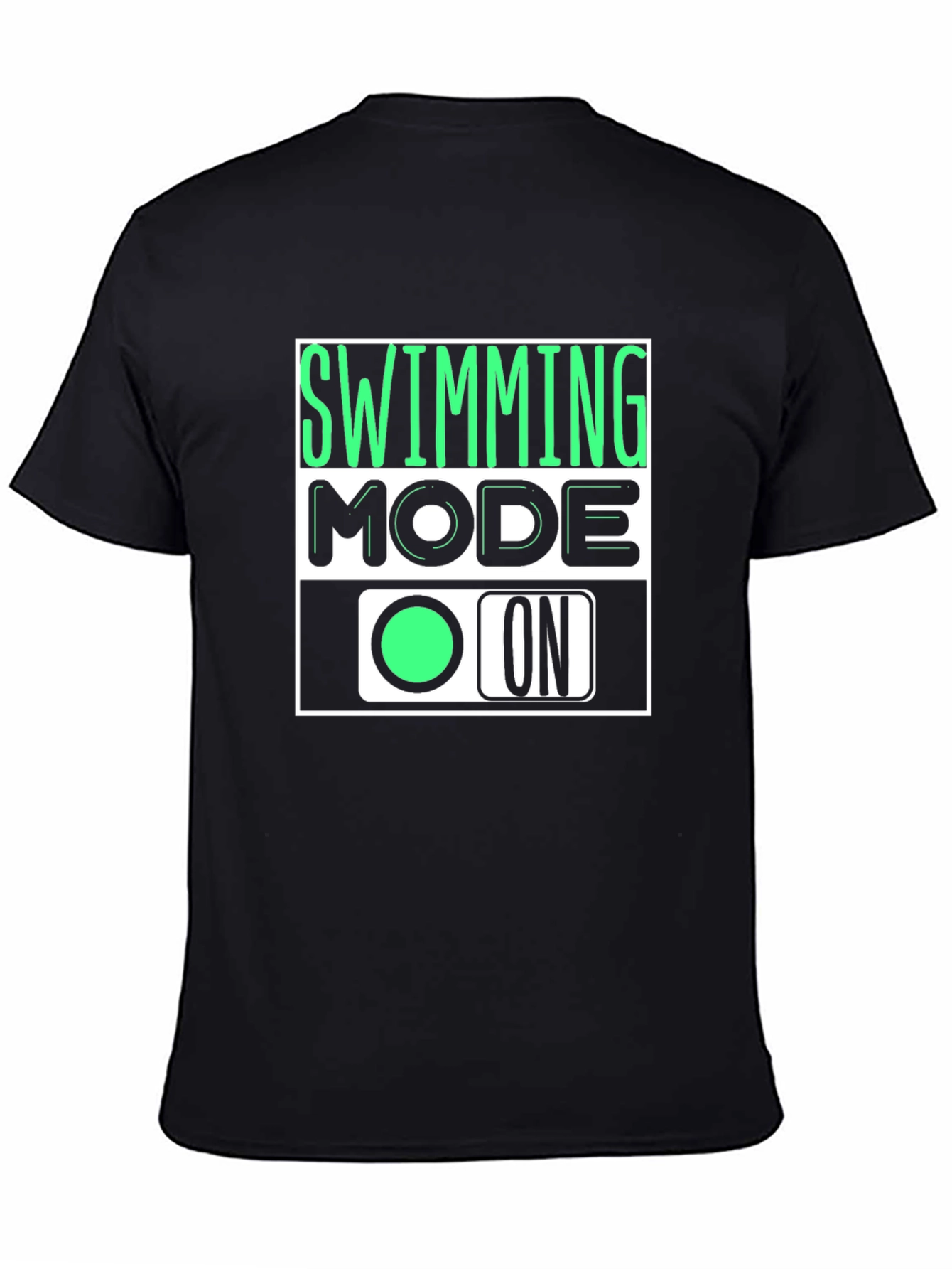 Swimming Mode On Graphic Tee - Black Cotton T-Shirt