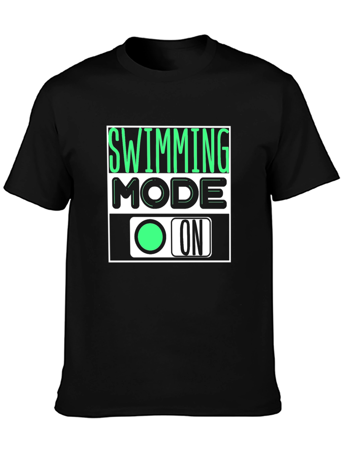 Swimming Mode On Graphic Tee - Black Cotton T-Shirt