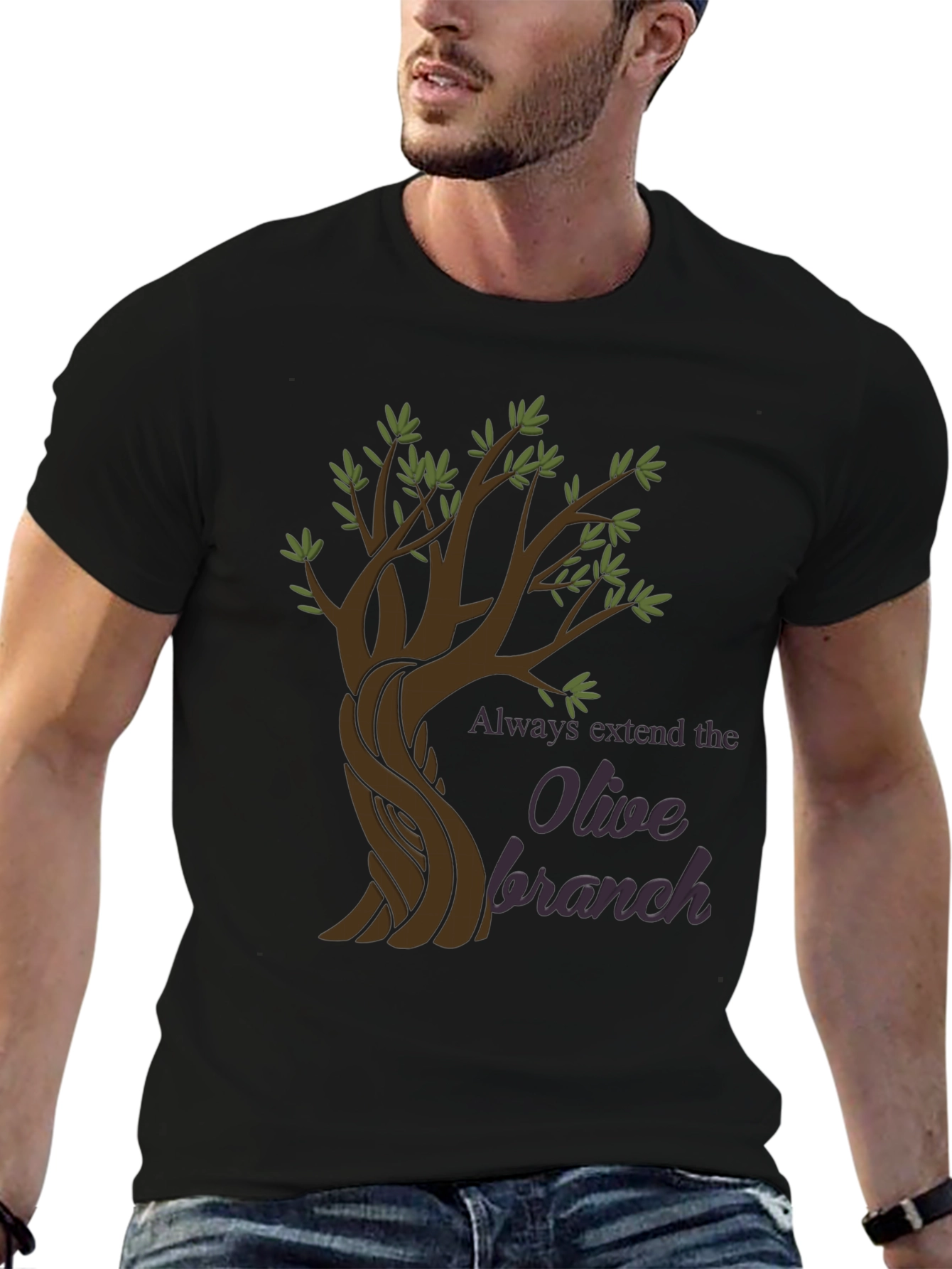 Olive Branch Graphic T-Shirt - Peaceful Symbolism