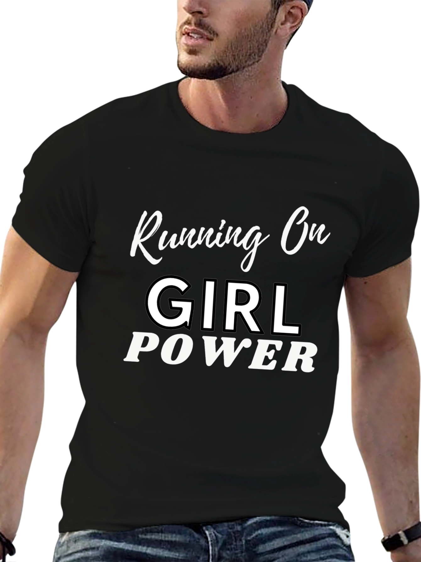 Girl Power Graphic Tee - Black Cotton T-Shirt