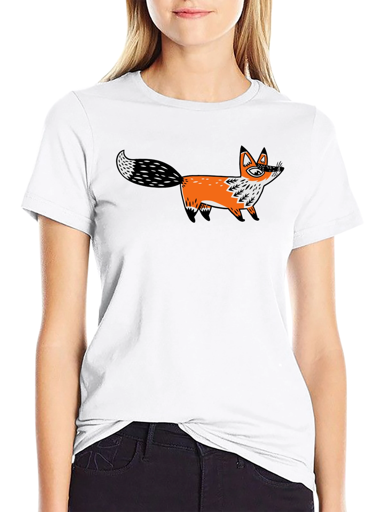 Fox Graphic Black T-Shirt | Whimsical Animal Tee