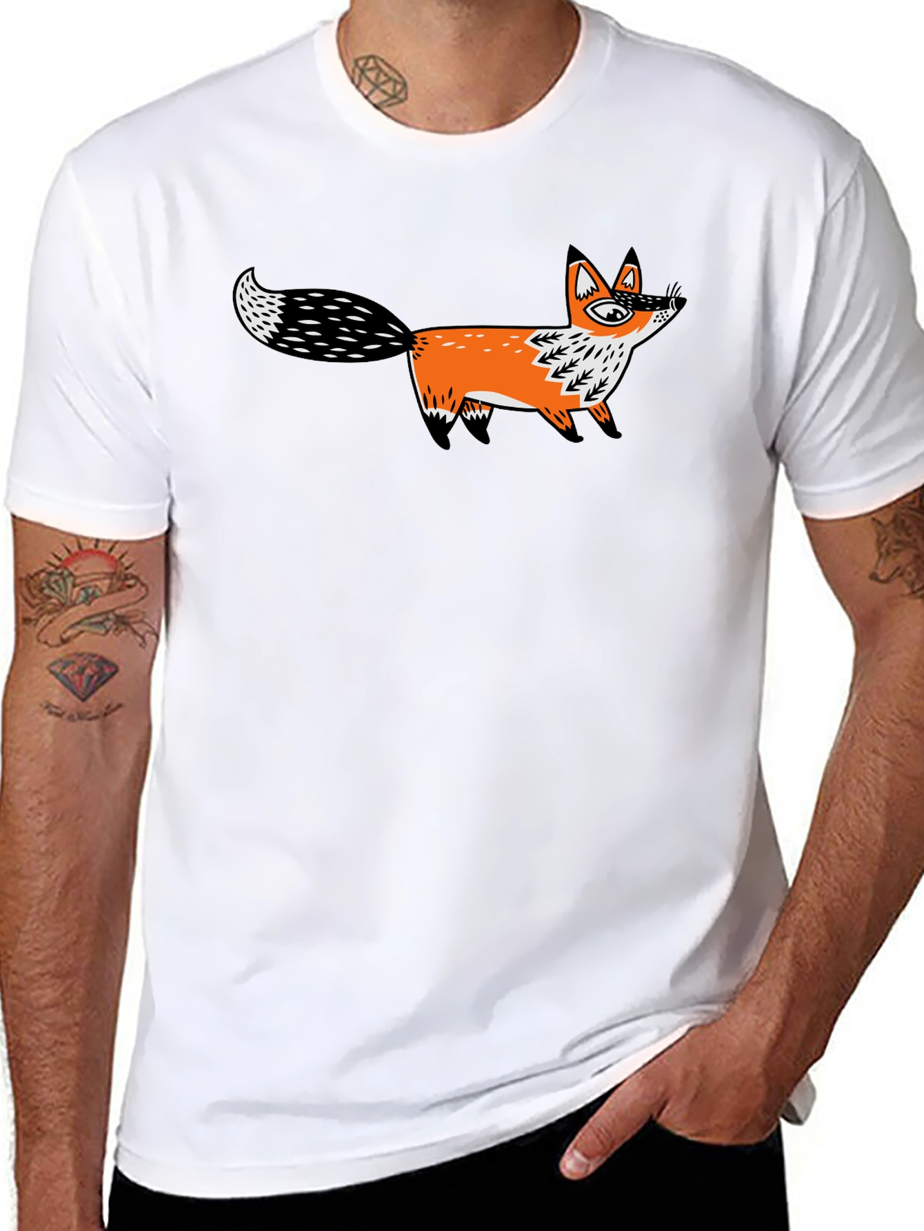 Fox Graphic Black T-Shirt | Whimsical Animal Tee