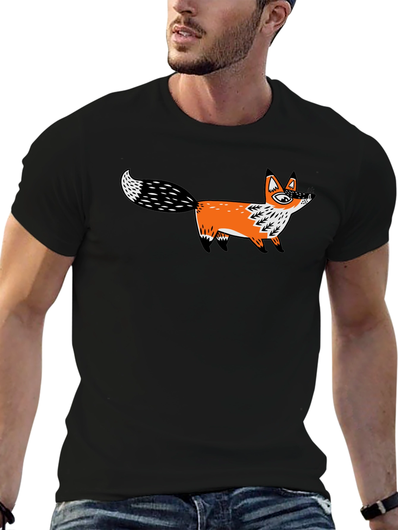 Fox Graphic Black T-Shirt | Whimsical Animal Tee