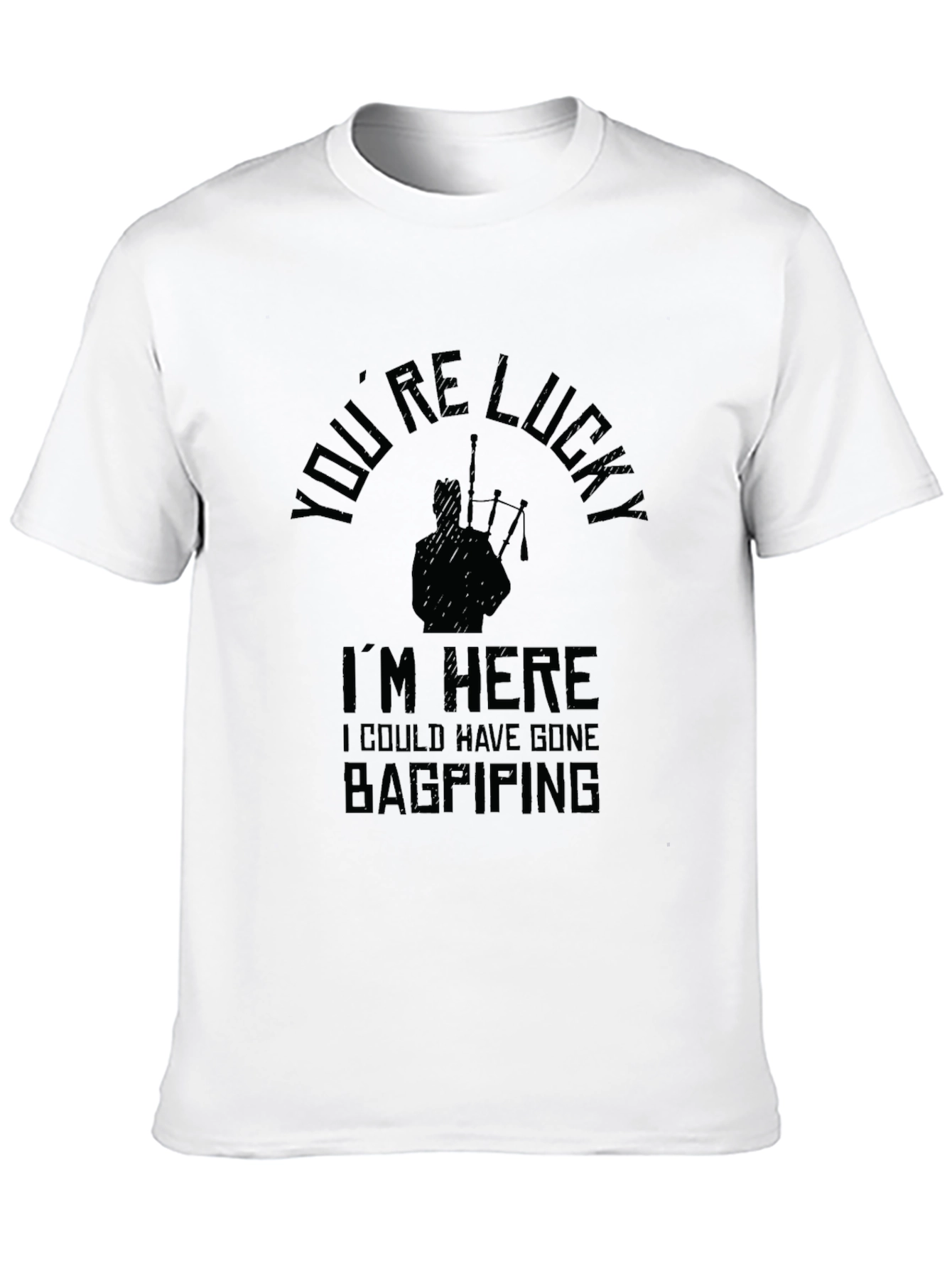 Lucky Bagpiping Graphic Tee - Mens Black T-Shirt