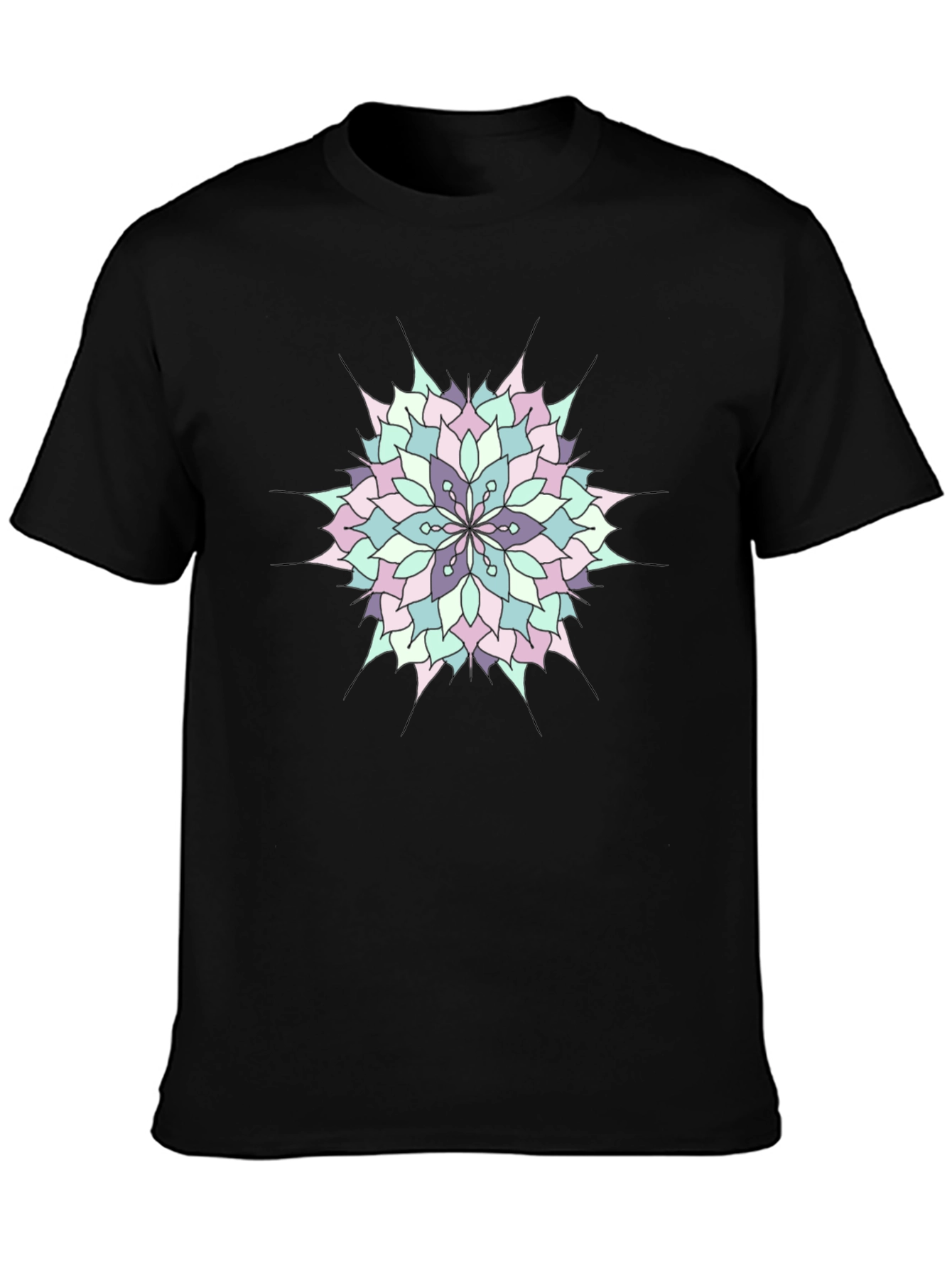 Mandala Print Mens Black T-Shirt
