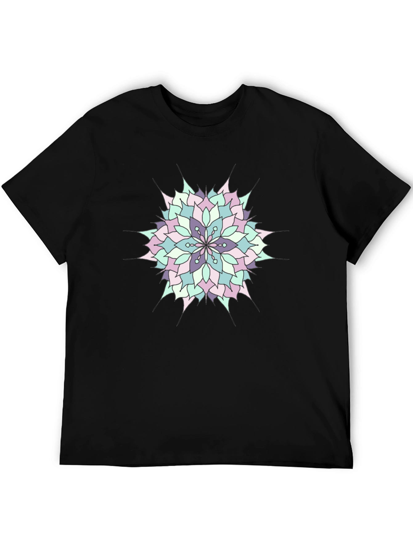 Mandala Print Mens Black T-Shirt