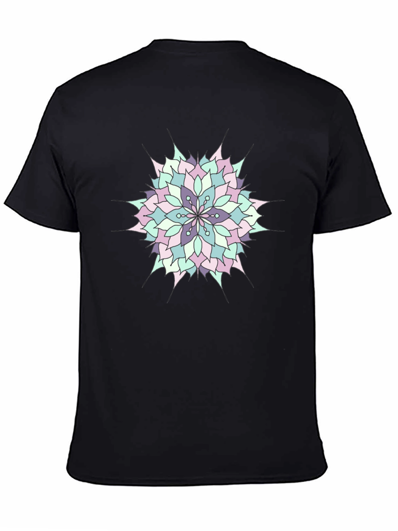 Mandala Print Mens Black T-Shirt