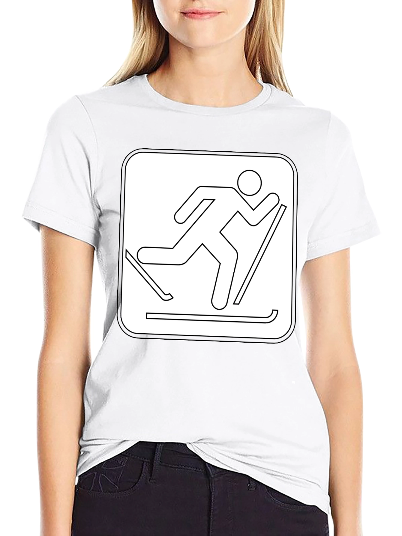 Skiing Icon Black T-Shirt - Unisex Style