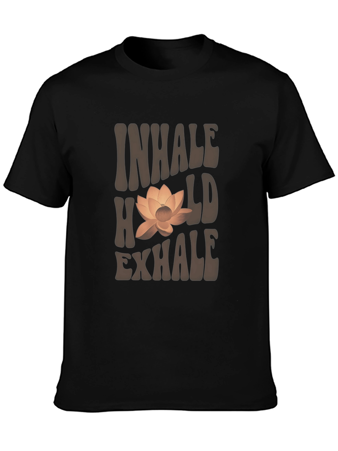Inhale Hold Exhale Lotus Graphic T-Shirt - Black