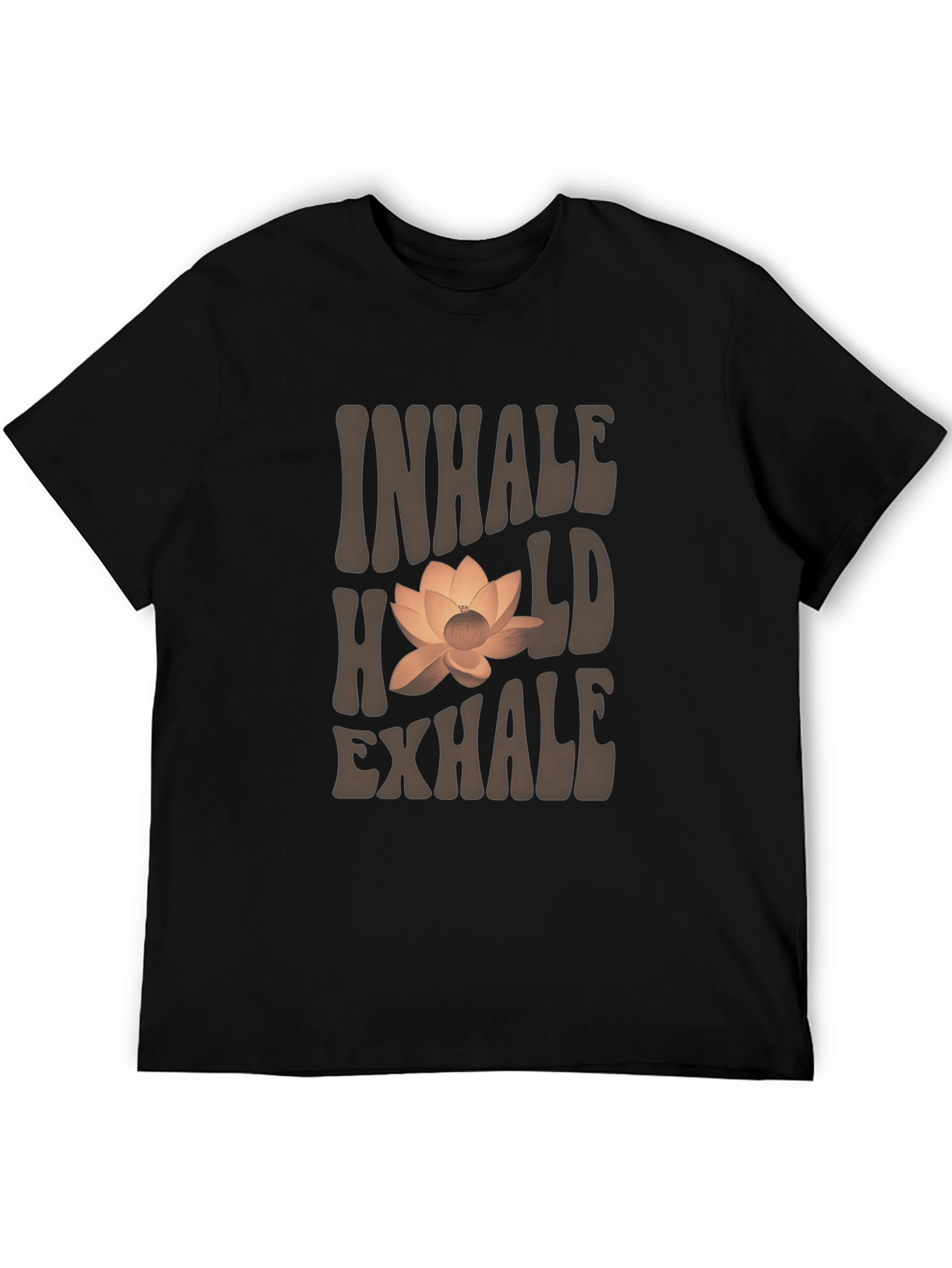 Inhale Hold Exhale Lotus Graphic T-Shirt - Black