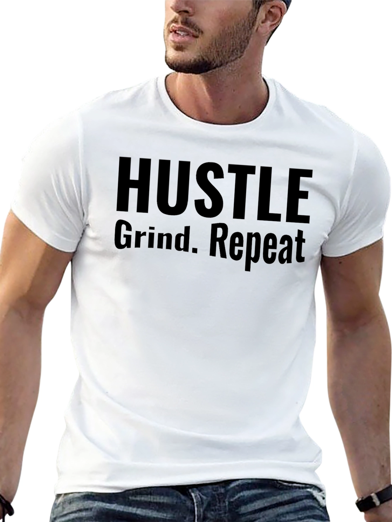 Hustle Grind Repeat Black Graphic Tee