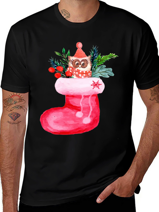 Festive Owl in Stocking T-Shirt