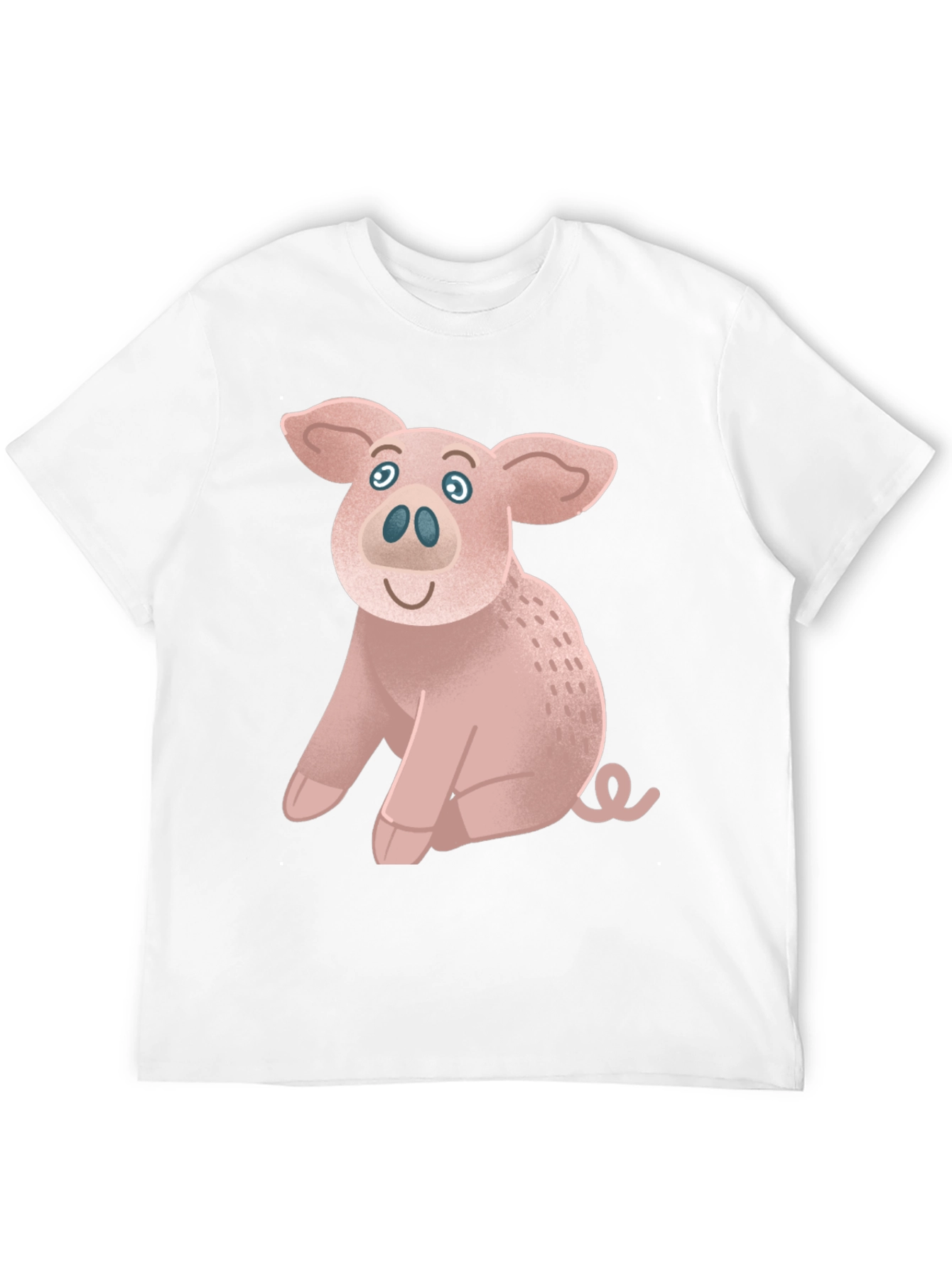 Cute Pig Graphic Tee - Black Cotton T-Shirt