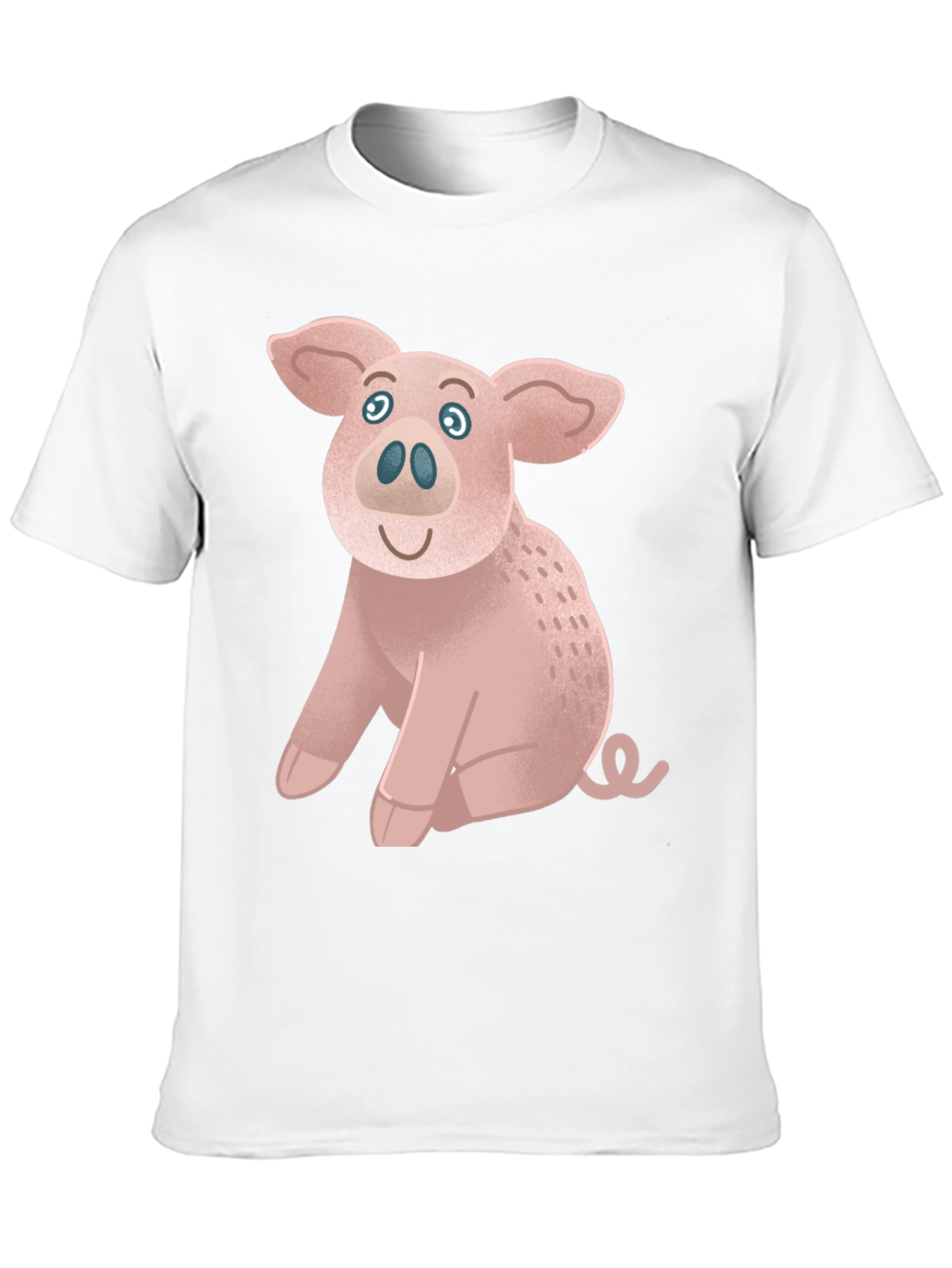 Cute Pig Graphic Tee - Black Cotton T-Shirt