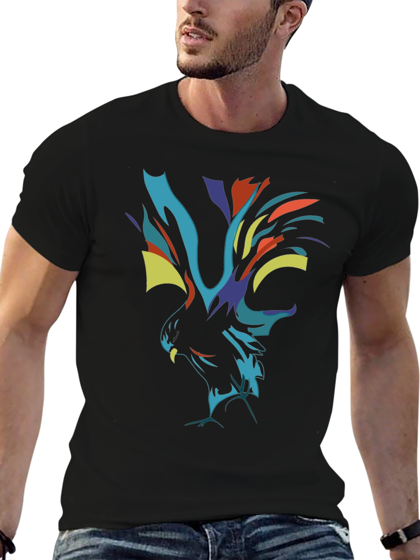 Abstract Phoenix Graphic Black T-Shirt